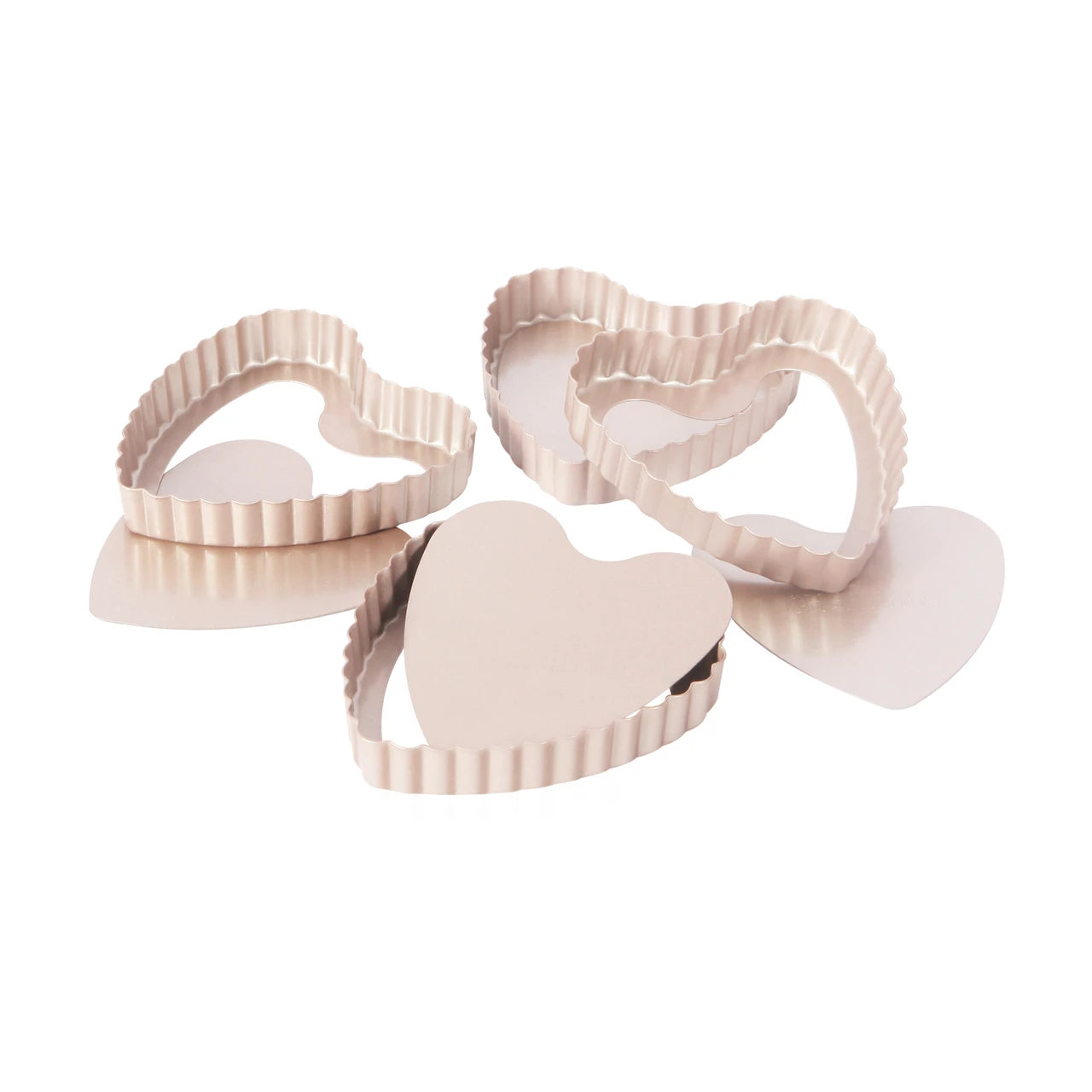 Chefmade Mini Loose Base Heart Tart Pan - Set of 4