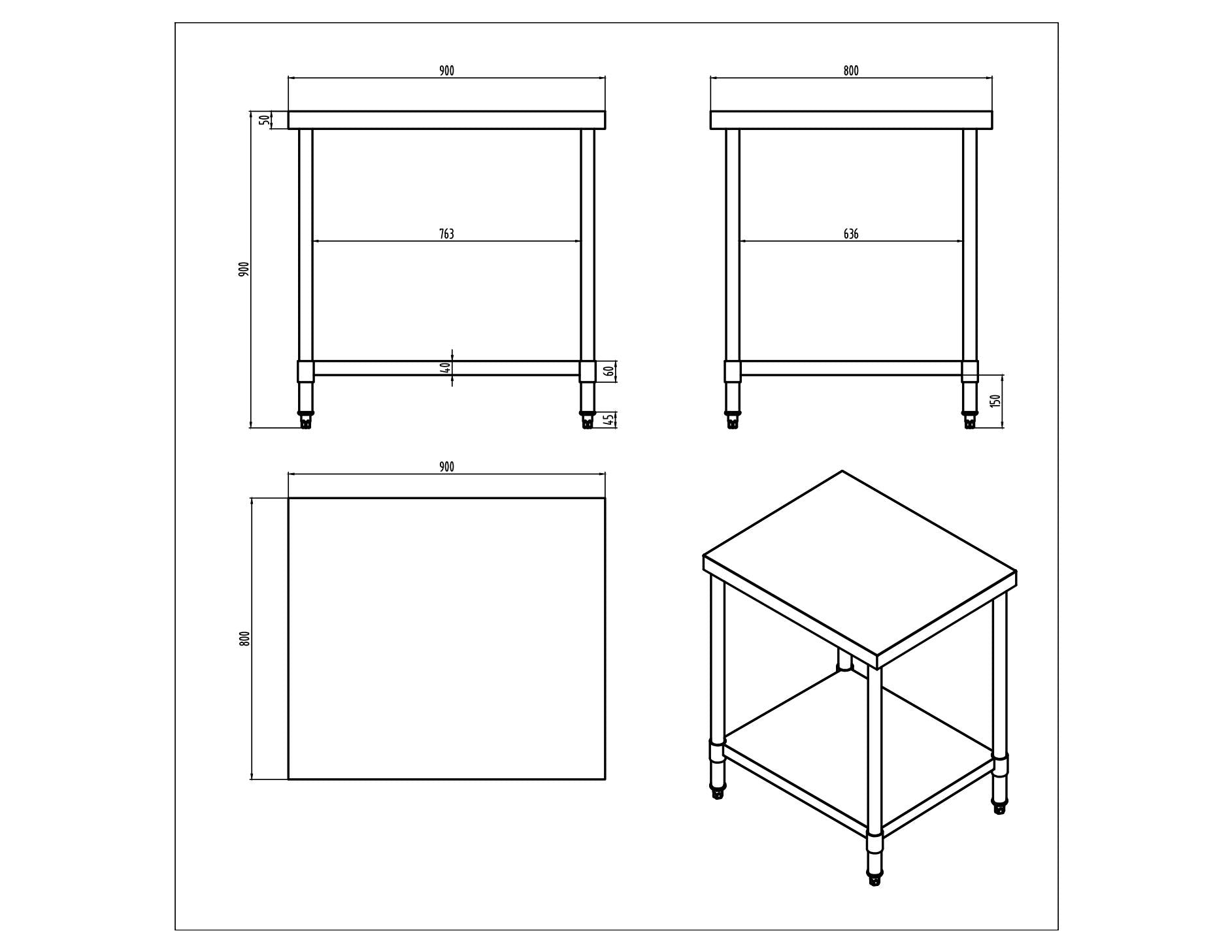 KitchenKnock Working Bench Without Splash Back - 800 Series - AWF - 900×800×900mm 419921 - Hospitality Connect