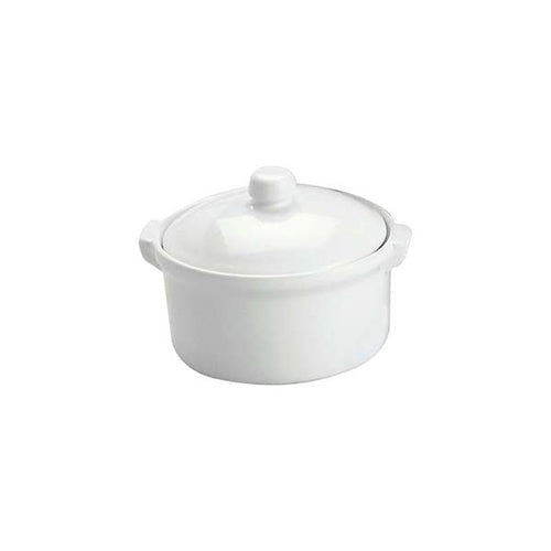 VITROCERAM CASSEROLE-ROUND WITH COVER 1.0lt WHITE