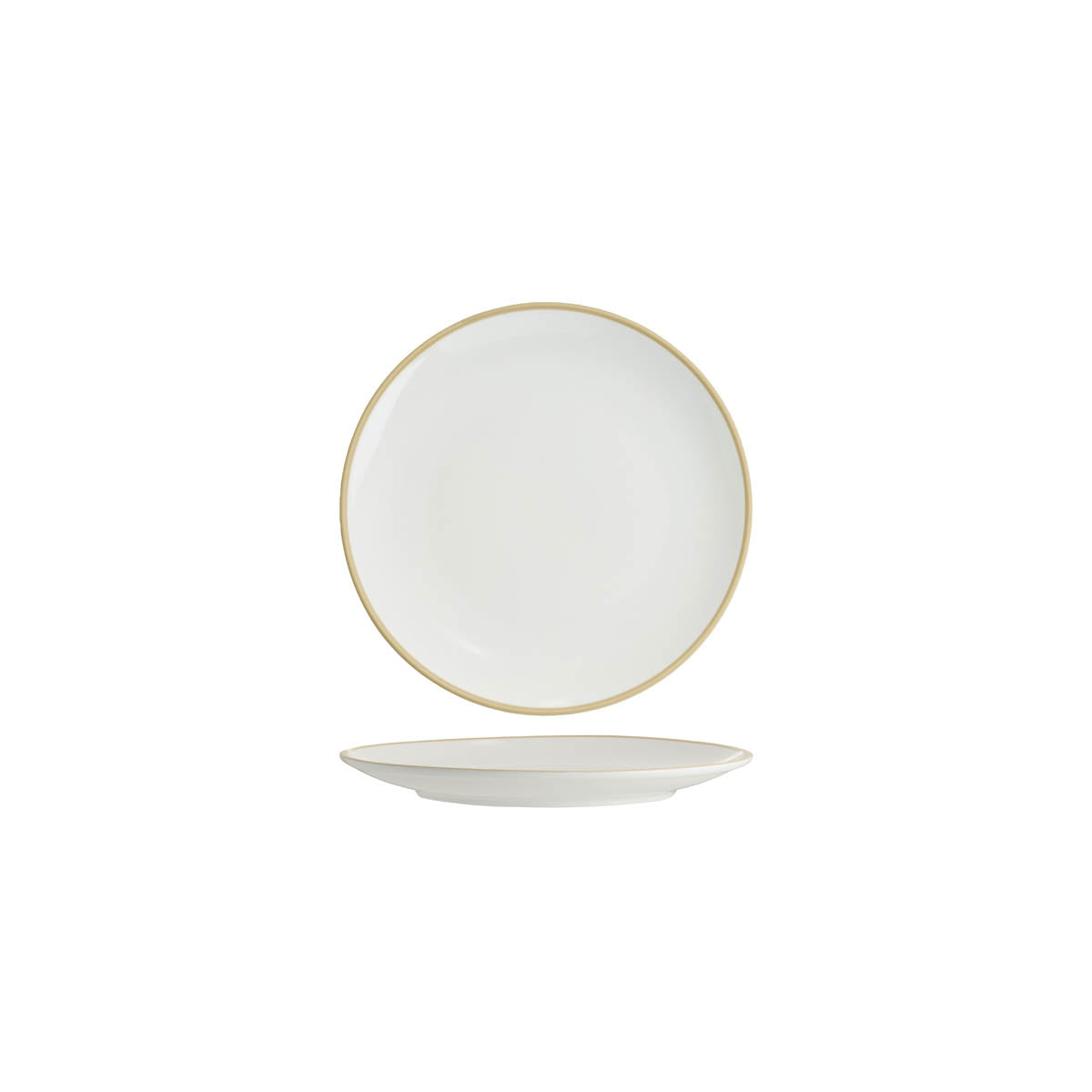 TABLEKRAFT CORE ROUND PLATE COUPE SHAPE-200mm WHI/NAT RIM Box of 6