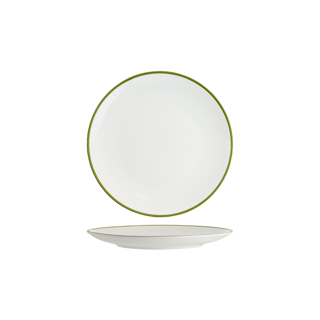 TABLEKRAFT CORE ROUND PLATE COUPE SHAPE-260mm WHI/OGN RIM Box of 4