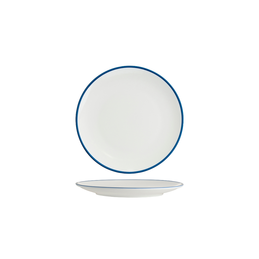 TABLEKRAFT CORE PLATTER-OVAL COUPE -230x165x22mm WHI/RBL RIM Box of 6