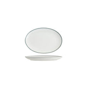 TABLEKRAFT CORE PLATTER-OVAL COUPE -230x165x22mm WHI/GRY RIM Box of 6