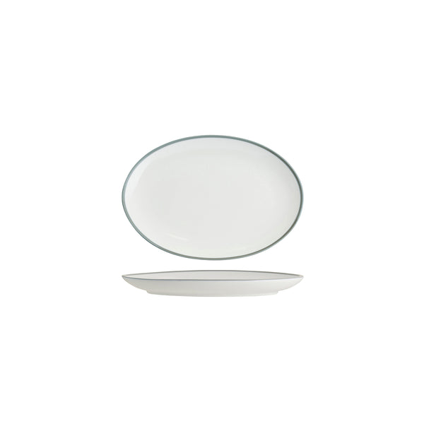 TABLEKRAFT CORE PLATTER-OVAL COUPE -230x165x22mm WHI/GRY RIM Box of 6