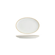 TABLEKRAFT CORE PLATTER-OVAL COUPE -230x165x22mm WHI/NAT RIM Box of 6