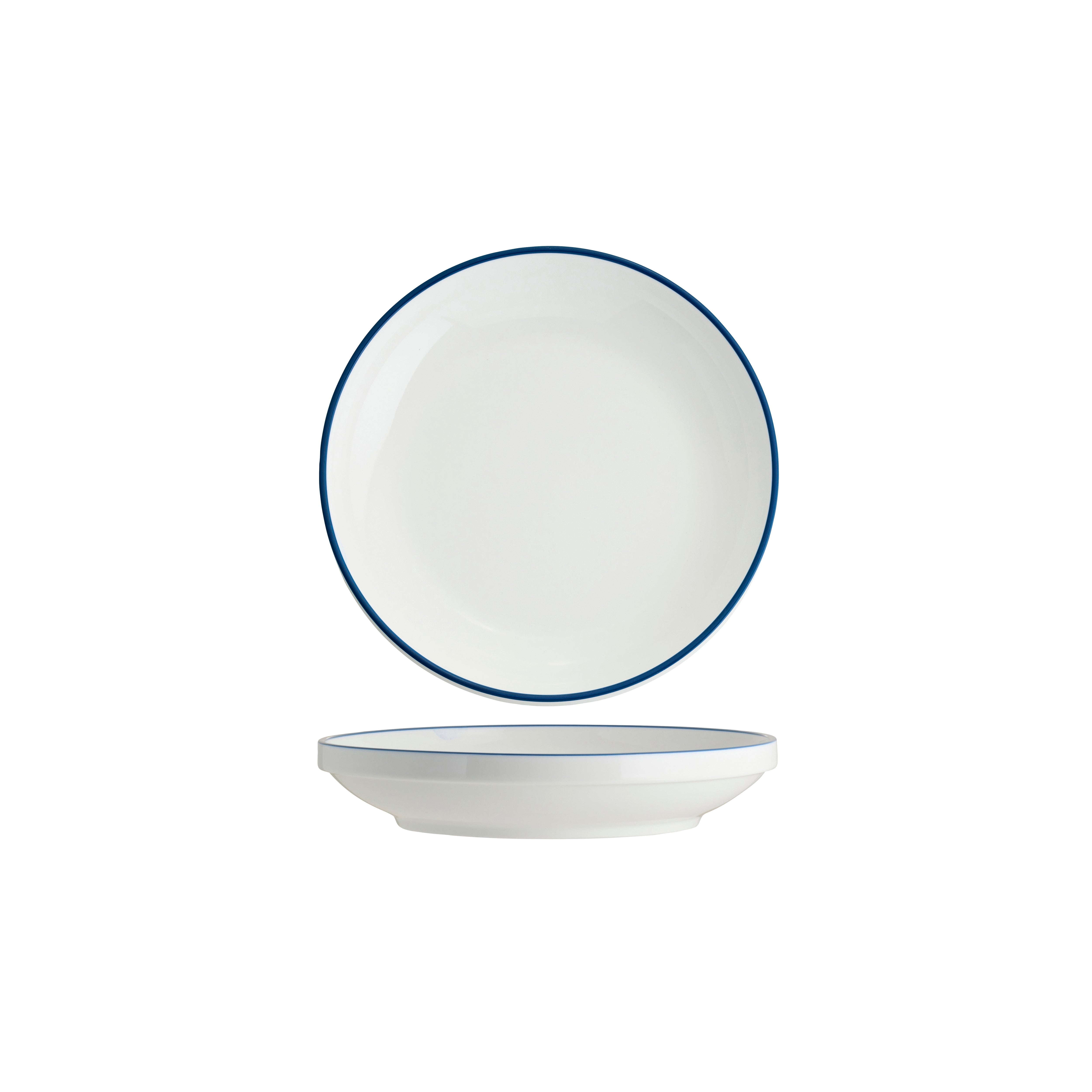 TABLEKRAFT CORE ROUND BOWL WALLED LIP 230x43mm WHI/RBL RIM Box of 4