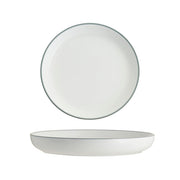 TABLEKRAFT CORE ROUND PLATE WALLED LIP 200x23mm WHI/GRY RIM Box of 4