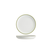 TABLEKRAFT CORE ROUND PLATE WALLED LIP 200x23mm WHI/OGN RIM Box of 4