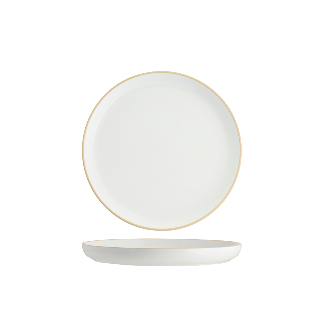 TABLEKRAFT CORE ROUND PLATE WALLED LIP 270x26mm WHI/NAT RIM Box of 3