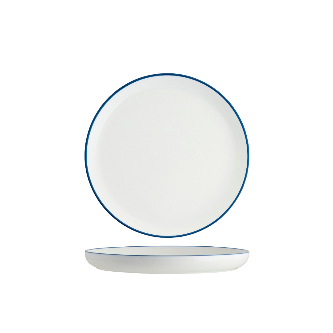 TABLEKRAFT CORE ROUND PLATE WALLED LIP 270x26mm WHI/OGN RIM Box of 3