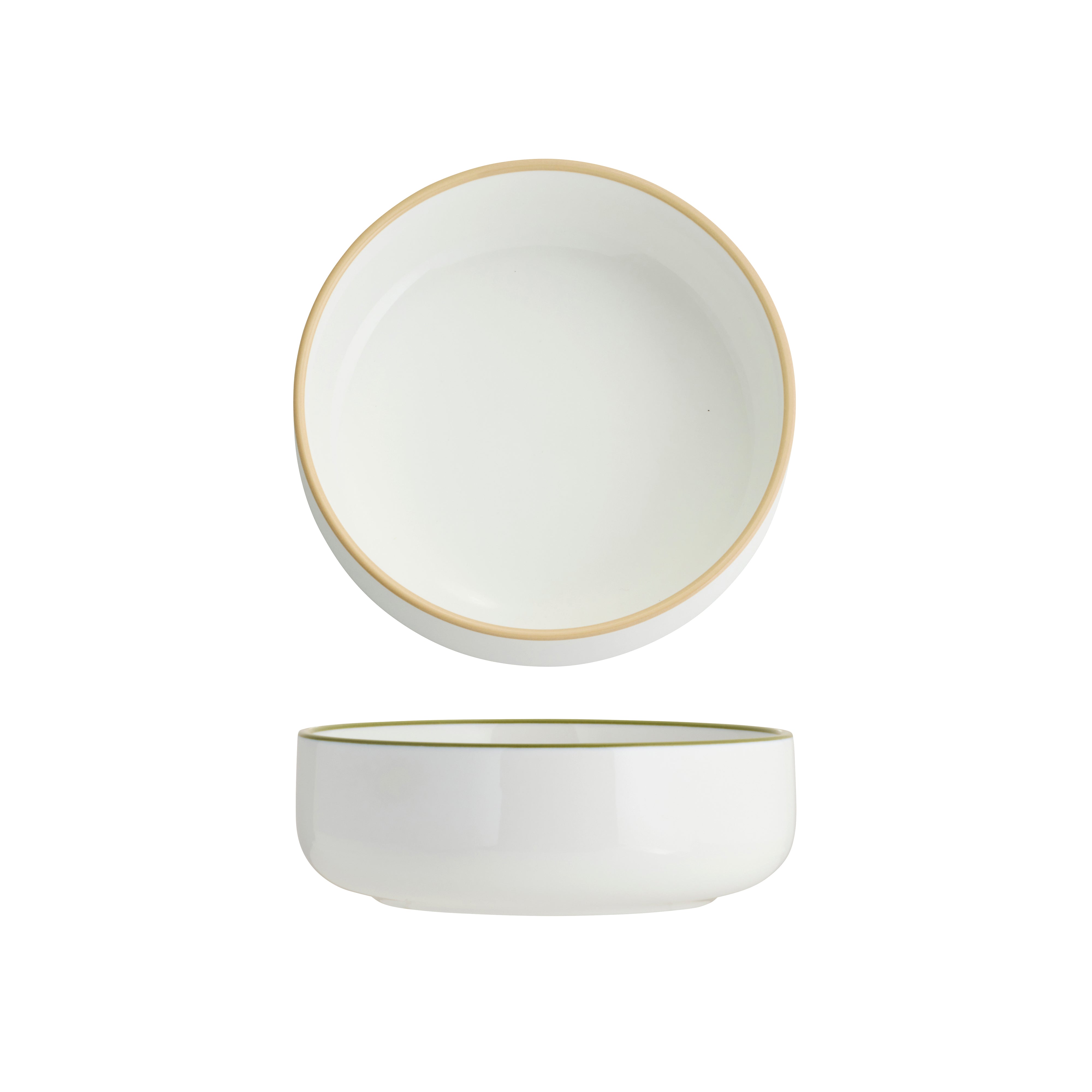 TABLEKRAFT CORE ROUND DEEP BOWL 130x45mm WHI/NAT RIM Box of 6