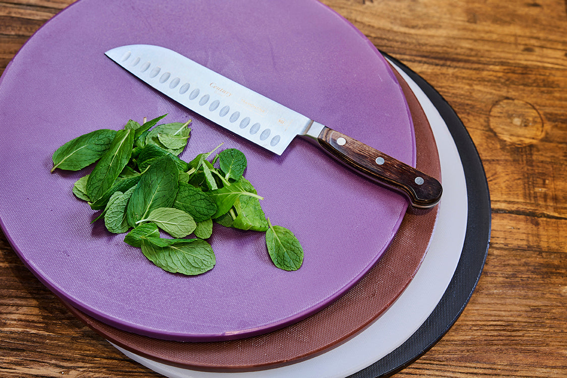 CHEF INOX ROUND CUTTING BOARD PE 350x13mm PURPLE - Hospitality Connect