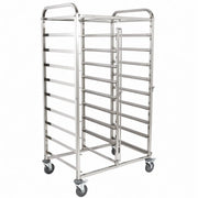 KH HEALTHCARE MEAL DELIVERY TROLLEY 9 TIER 18 TRAY S/STEEL