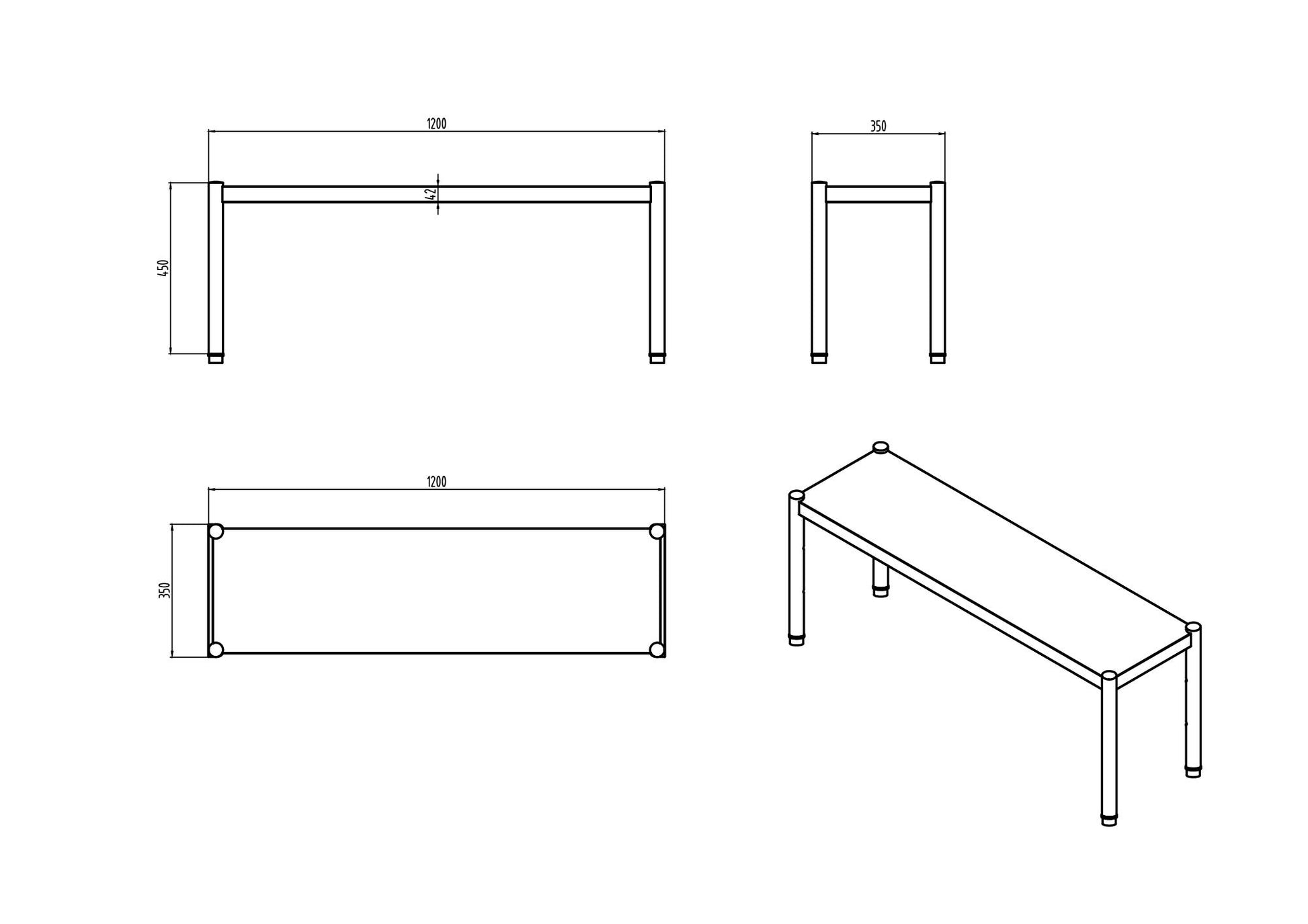 KitchenKnock Single Overshelf - AFO - 1200×350×450mm 620353 - Hospitality Connect