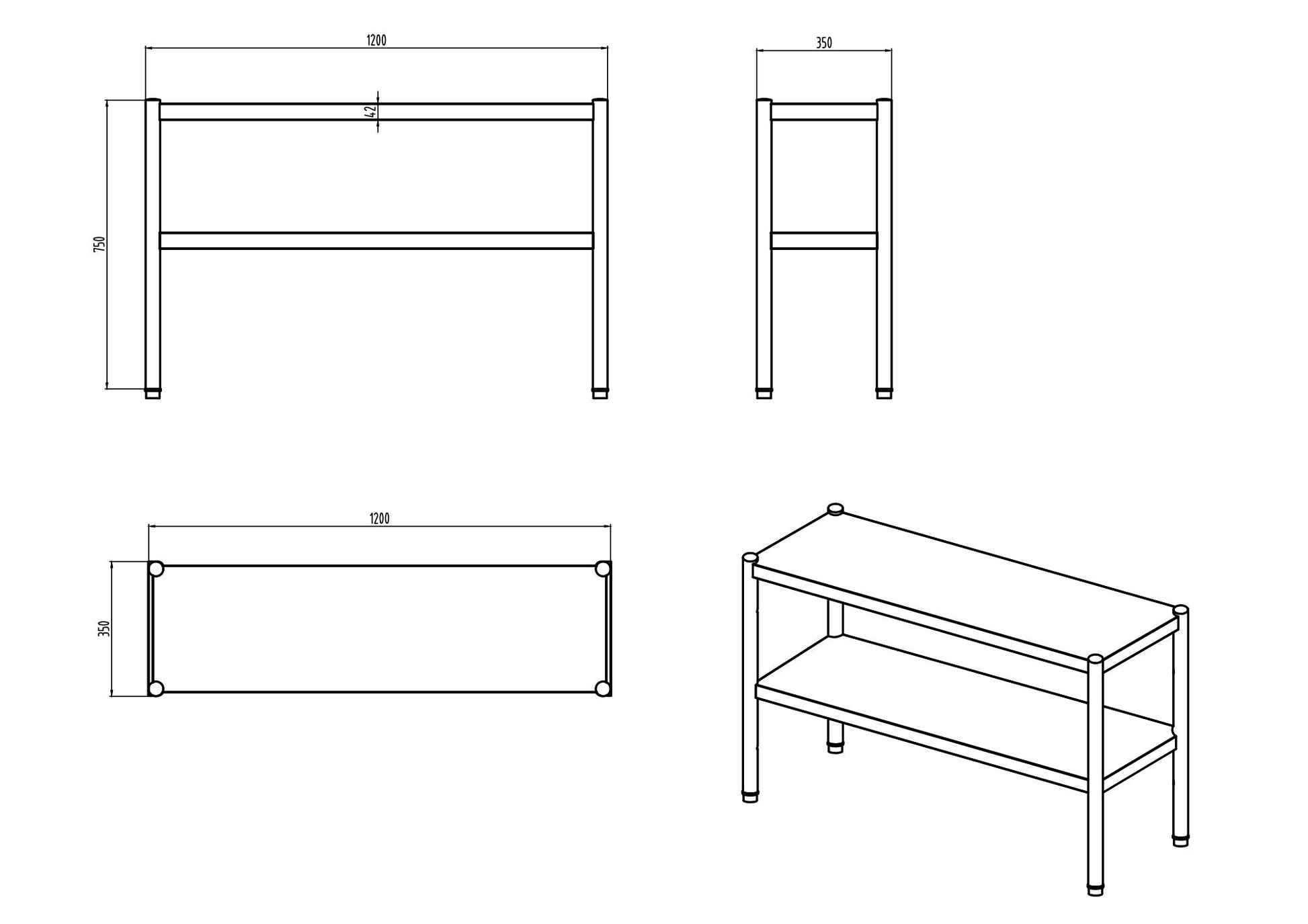 KitchenKnock Single Overshelf - AFOD - 1200×350×750mm 415901 - Hospitality Connect