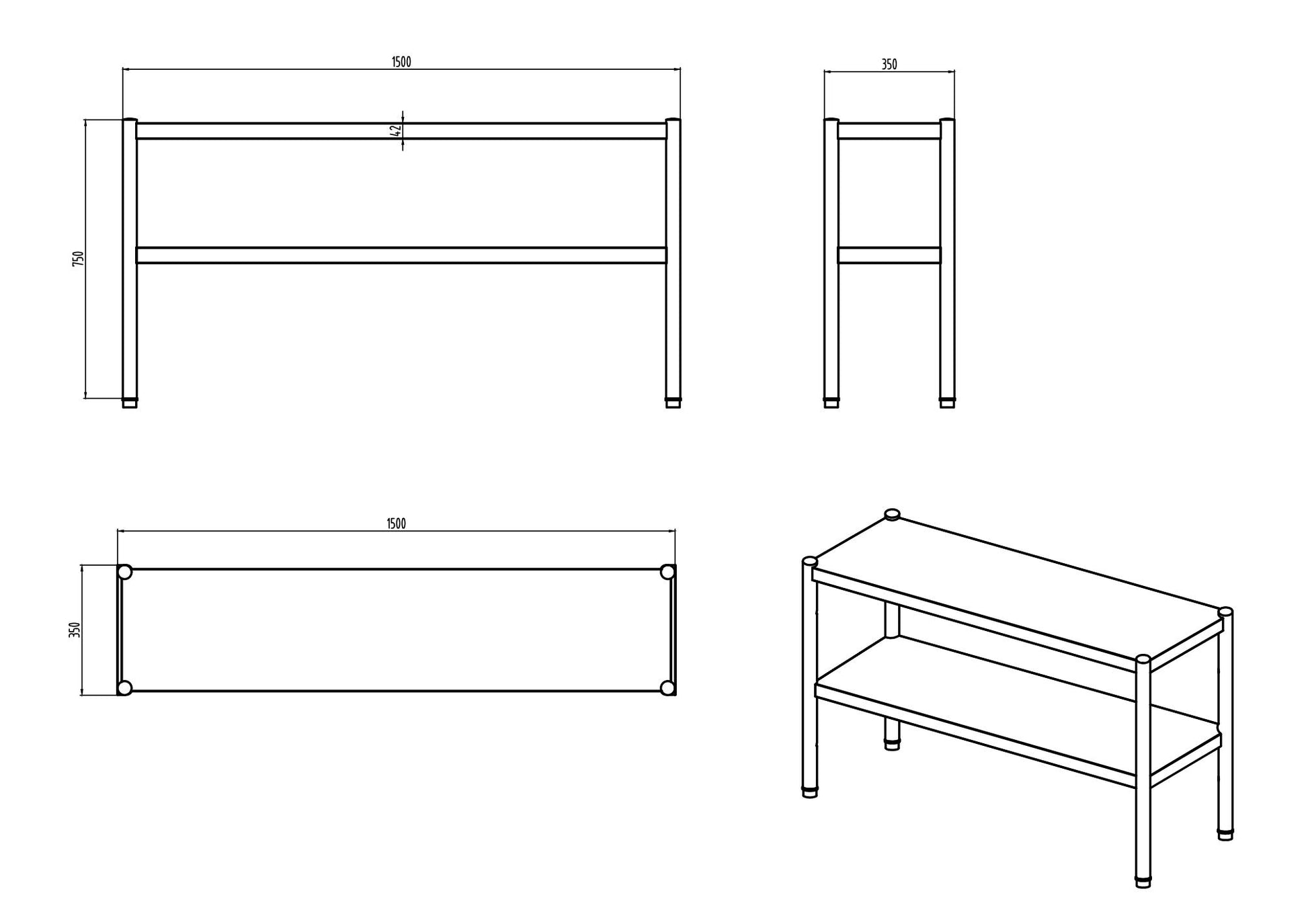KitchenKnock Single Overshelf - AFOD - 1500×350×750mm 415902 - Hospitality Connect