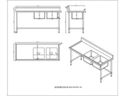 KitchenKnock Double Sink Bench With Splash Back - Double Right Sink - 1800×700×900mm 419960