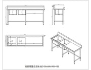 KitchenKnock Double Sink Bench With Splash Back - Double left Sink - 2100×600×900mm 632457