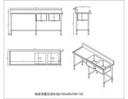 KitchenKnock Double Sink Bench With Splash Back - Double Right Sink - 2100×600×900mm 632458