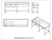 KitchenKnock Double Sink Bench With Splash Back - Double left Sink - 2400×700×900mm 631119