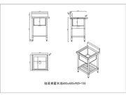 KitchenKnock Single Sink Bench - Center Sink - 600 Series - 600×600×900mm 424515 - Hospitality Connect