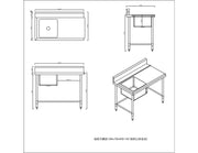 KitchenKnock Inlet Single Sink Bench with Splash Back - RL - 1200×700×900mm 424525