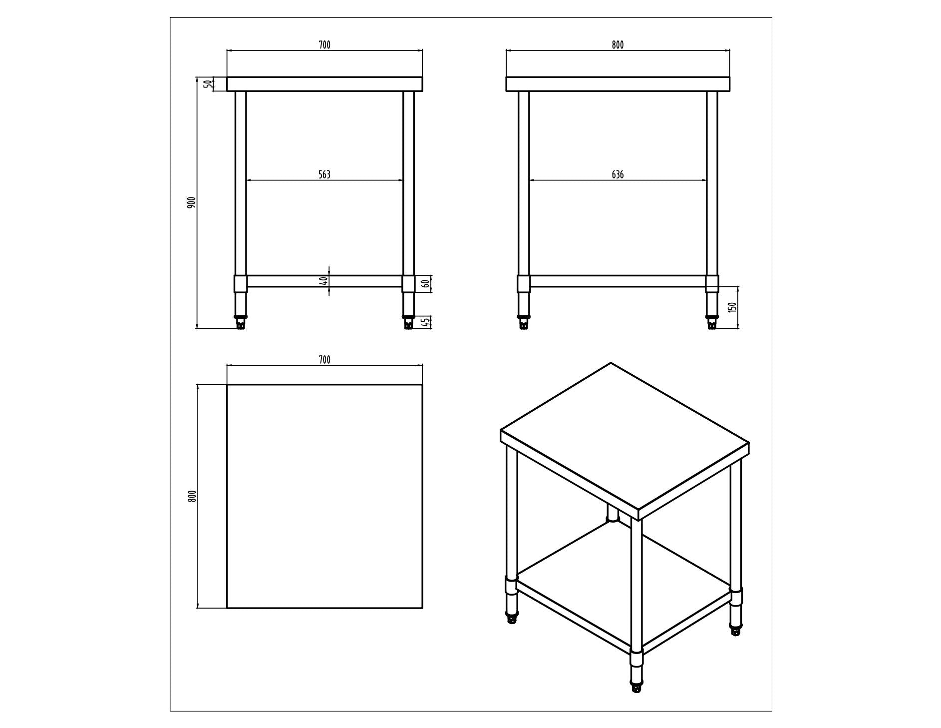 KitchenKnock Working Bench Without Splash Back - 800 Series - AWF - 700×800×900mm 419920 - Hospitality Connect