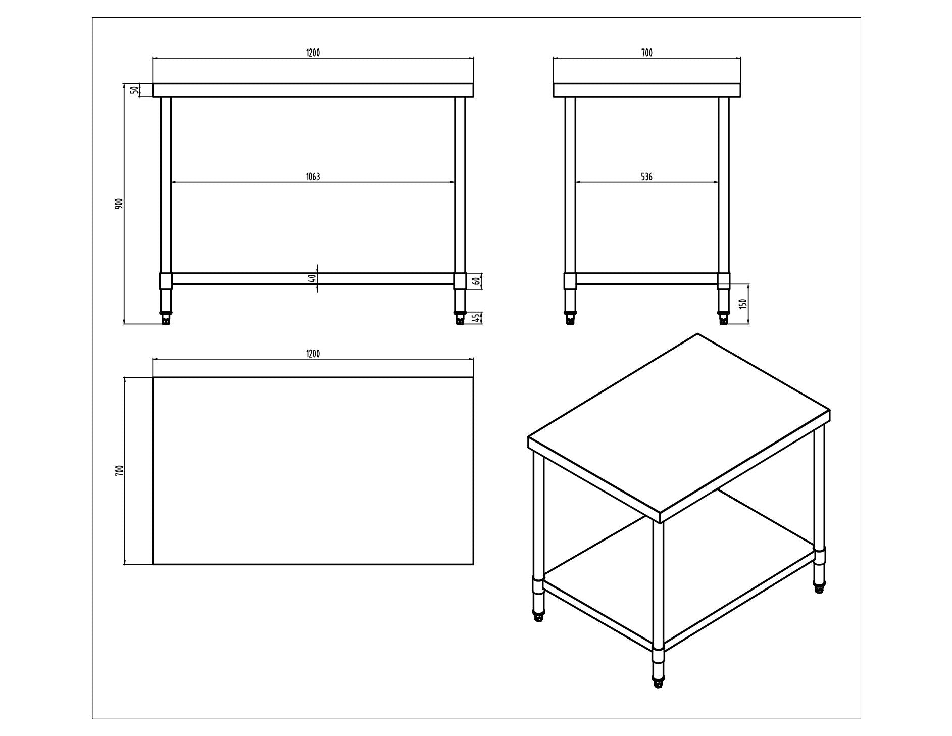 KitchenKnock Working Bench Without Splash Back - 700 Series - AWF - 1200×700×900mm 631115 - Hospitality Connect