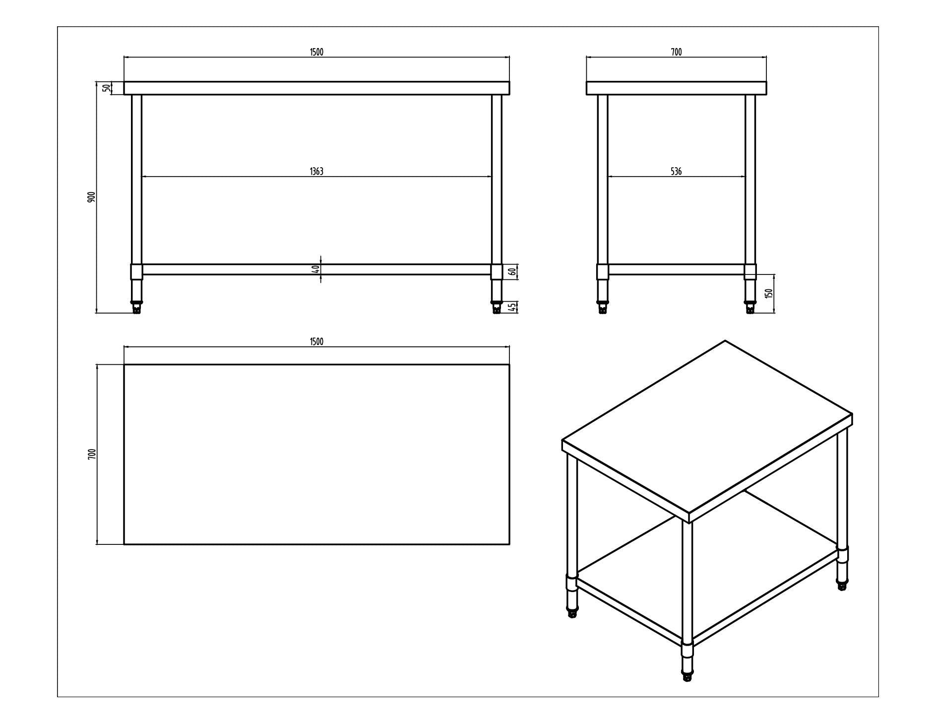 KitchenKnock Working Bench Without Splash Back - 700 Series - AWF - 1500×700×900mm 423917 - Hospitality Connect