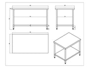 KitchenKnock Working Bench Without Splash Back - 800 Series - AWF - 1500×800×900mm 419923