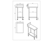 KitchenKnock Working Bench With Splash Back - 700 Series - AWS - 450×700×900mm 631099 - Hospitality Connect