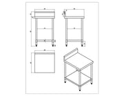 KitchenKnock Working Bench With Splash Back - 600 Single - AWS - 600×600×900mm 424508 - Hospitality Connect
