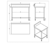 KitchenKnock Working Bench With Splash Back - 700 Series - AWS - 1200×700×900mm 424512 - Hospitality Connect