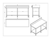 KitchenKnock Working Bench With Splash Back - 700 Series - AWS - 2100×700×900mm 631117 - Hospitality Connect