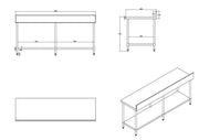 KitchenKnock Working Bench With Splash Back - 800 Series - AWS - 2100×800×900mm 620328 - Hospitality Connect