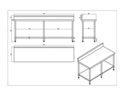 KitchenKnock Working Bench With Splash Back - 600 Single - AWS - 2400×600×900mm 419929 - Hospitality Connect