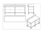 KitchenKnock Working Bench With Splash Back - 700 Series - AWS - 2400×700×900mm 419934 - Hospitality Connect