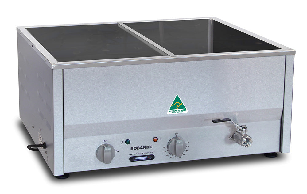 Roband Counter Top Bain Marie with thermostat 2 x 1/2 size, pans not included BM4T