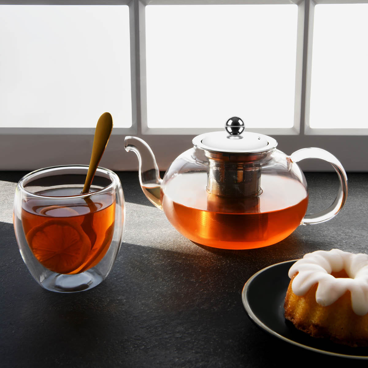 BREW INFUSION GLASS TEAPOT w/FILTER & ABS KNOB 800ml Box of 2 - Hospitality Connect
