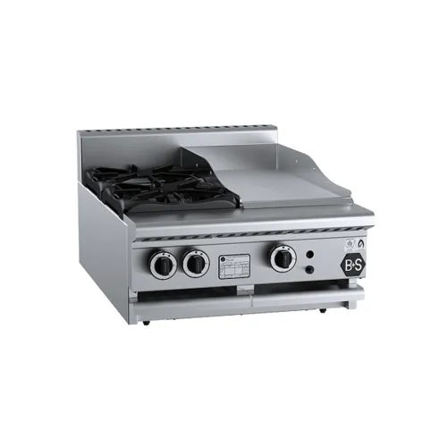 VERR Combination Two Open Burners & 300mm Grill Plate Bench Mounted VBT-SB2-GRP3BM.