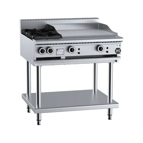 VERR Combination Two Open Burners & 600mm Grill Plate Cabinet Mounted VBT-SB2-GRP6.