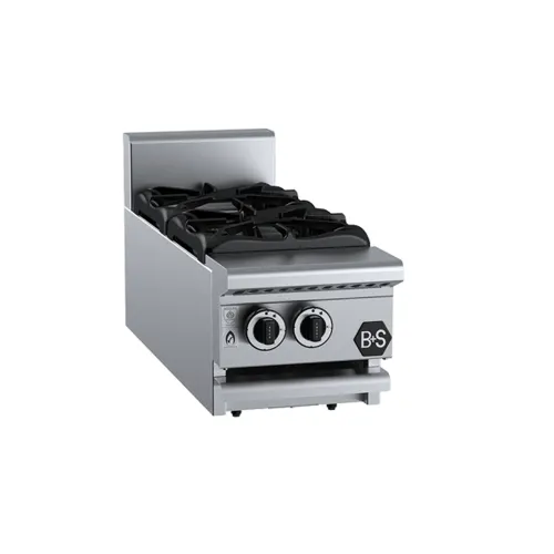 B&S Black Two Burner Boiling Top Bench Mounted BT-SB2BM. - Hospitality Connect
