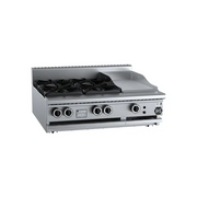 B&S Black Combination Four Open Burners & 300mm Grill Plate Bench Mounted BT-SB4-GRP3BM. - Hospitality Connect