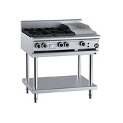 B&S Black Combination Four Open Burners & 300mm Grill Plate BT-SB4-GRP3. - Hospitality Connect