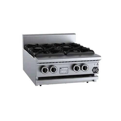 B&S Black Four Burner Boiling Top Bench Mounted BT-SB4BM. - Hospitality Connect