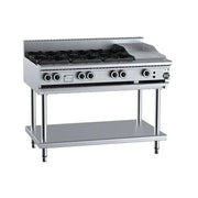 B&S Black Combination Six Open Burners & 300mm Grill Plate BT-SB6-GRP3. - Hospitality Connect