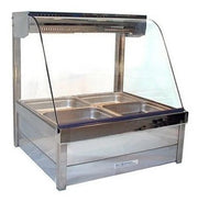 Roband Curved Glass Hot Food Display Bar, 4 pans double row with roller doors C22RD