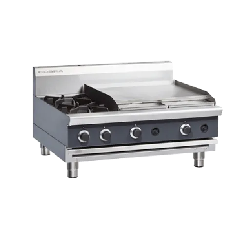 Cobra 900mm Two Burner / Griddle Gas Cooktop - Bench Model C9B-B. - Hospitality Connect