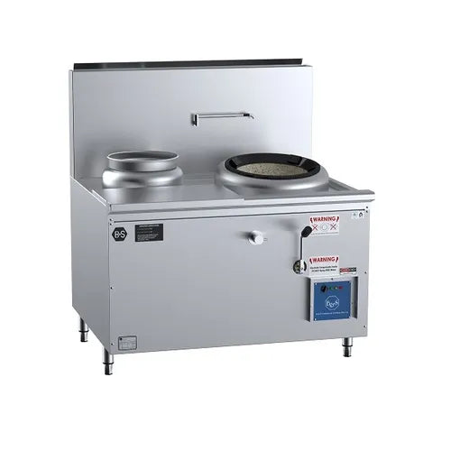 B&S Black Single Hole Hi Pac Wok with Left Rear Pot & Side Prep Table CCF-HP1+1L. - Hospitality Connect