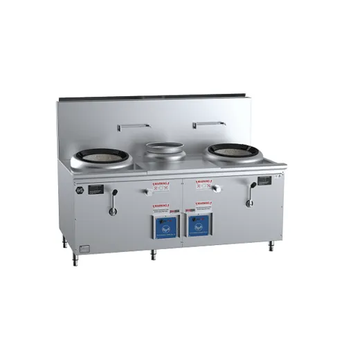 B&S Black Double Hole Hi Pac Wok with Centre Pot and Prep Table CCF-HP2+1. - Hospitality Connect